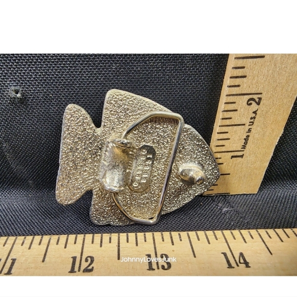 Vintage Inlaid Coral/Turquoise Belt Buckle Arrowhead Shaped Used Silver Tone